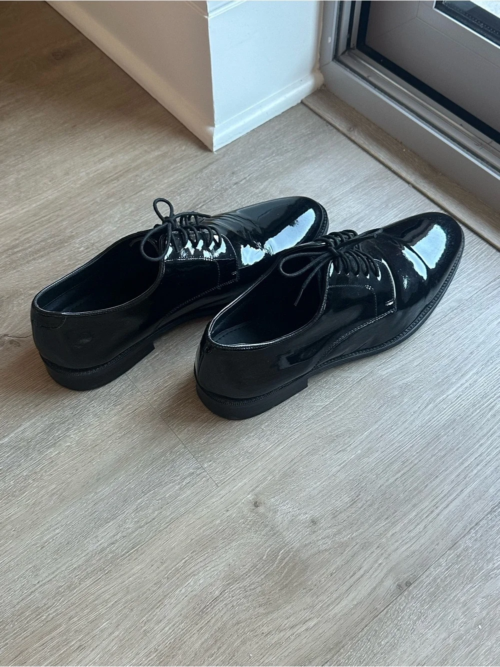 Men's Shiny Black Leather Tuxedo Dress Shoes size 9
